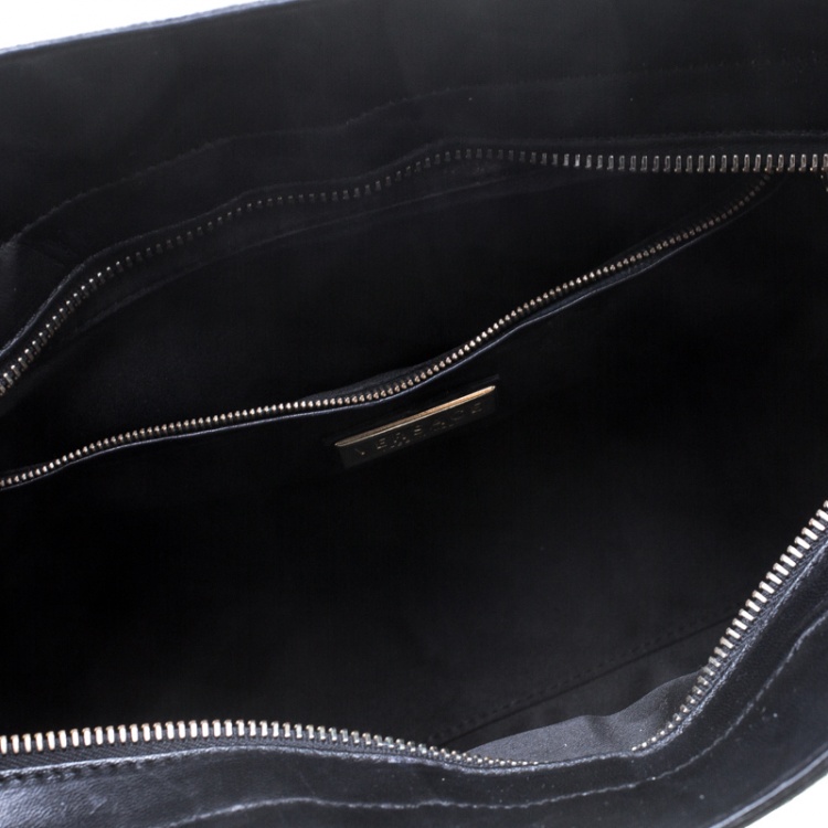 Pre Owned Versace Black Quilted Leather Tote