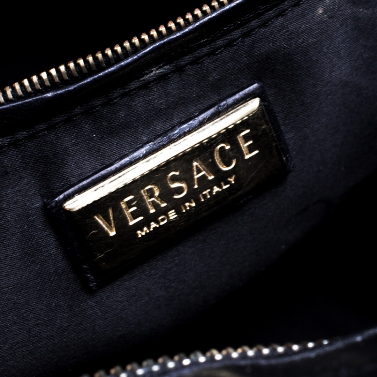 Pre Owned Versace Black Quilted Leather Tote