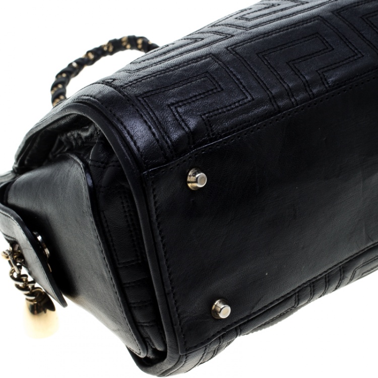Pre Owned Versace Black Quilted Leather Tote