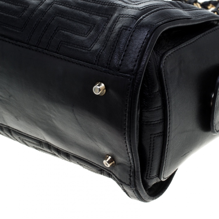 Pre Owned Versace Black Quilted Leather Tote