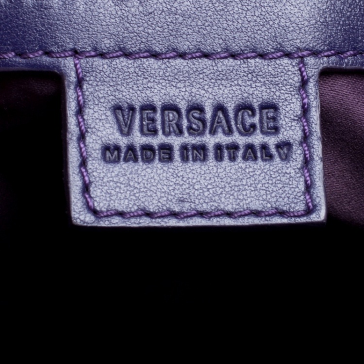 Pre Owned Versace Black Textured Leather Medusa Tote