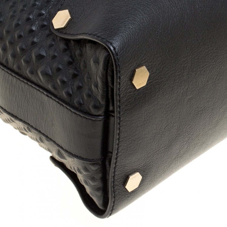 Pre Owned Versace Black Textured Leather Medusa Tote