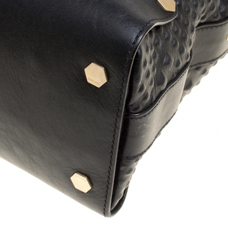 Pre Owned Versace Black Textured Leather Medusa Tote