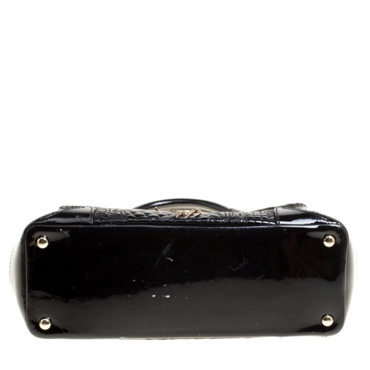 Pre Owned Versace Black Patent Leather Altea Top Handle Bag