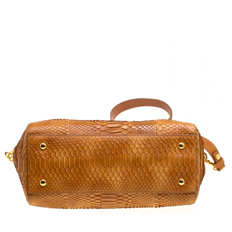 Pre Owned Versace Brown Python Medusa Satchel