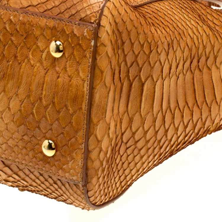 Pre Owned Versace Brown Python Medusa Satchel