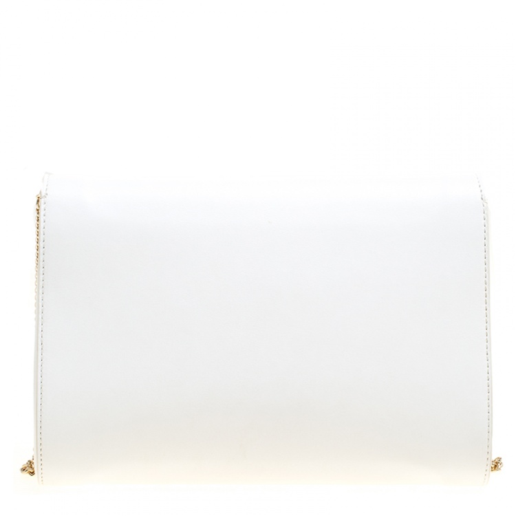 Pre Owned Versace White Leather Chain Clutch Bag