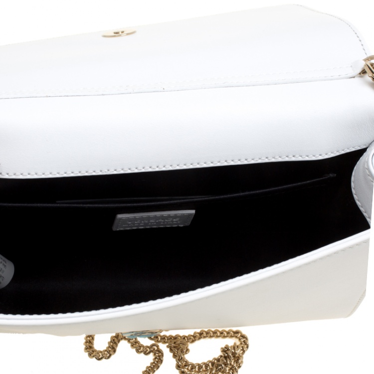 Pre Owned Versace White Leather Chain Clutch Bag