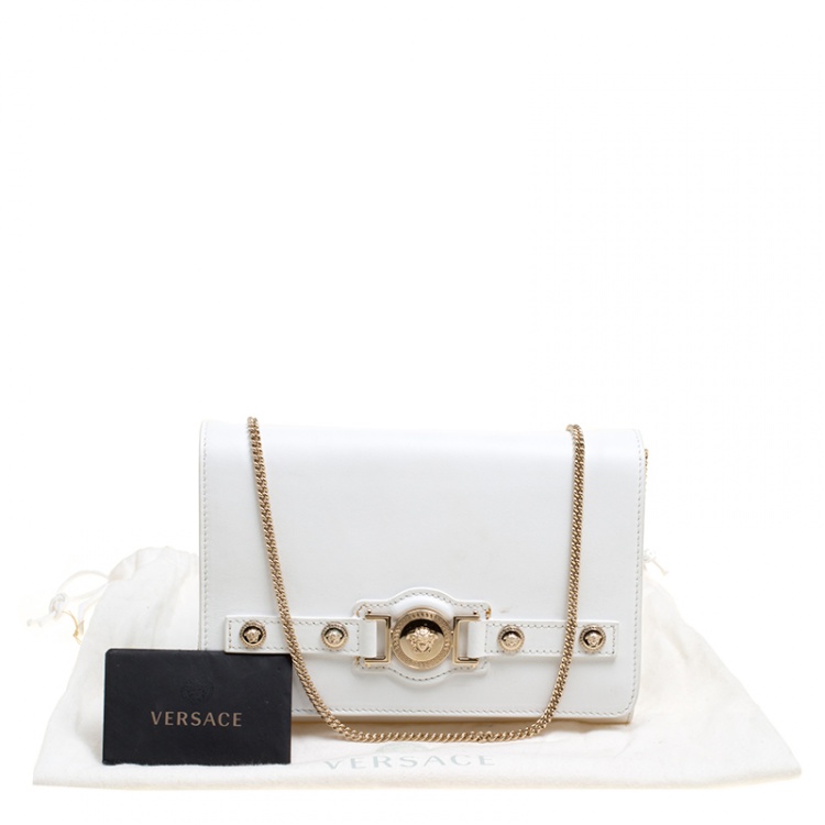 Pre Owned Versace White Leather Chain Clutch Bag