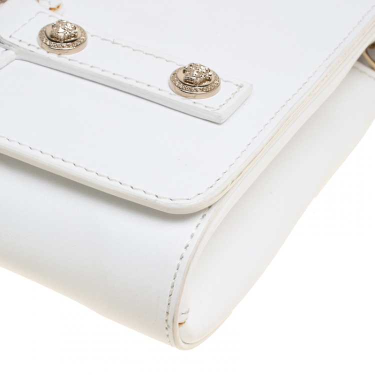 Pre Owned Versace White Leather Chain Clutch Bag