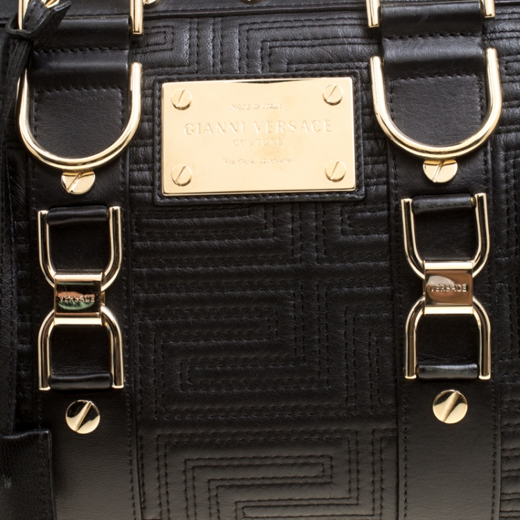 Pre Owned Versace Black Leather Snap Out Of It Satchel 