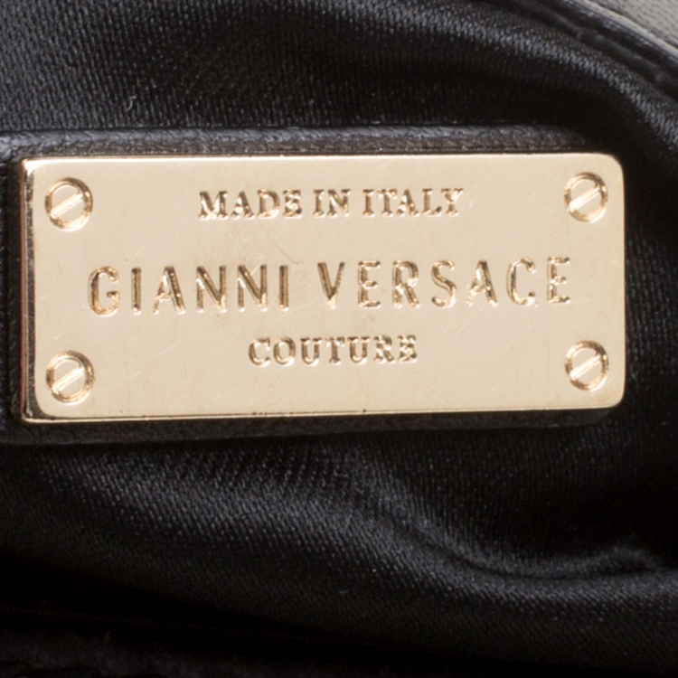 Pre Owned Versace Black Leather Snap Out Of It Satchel 