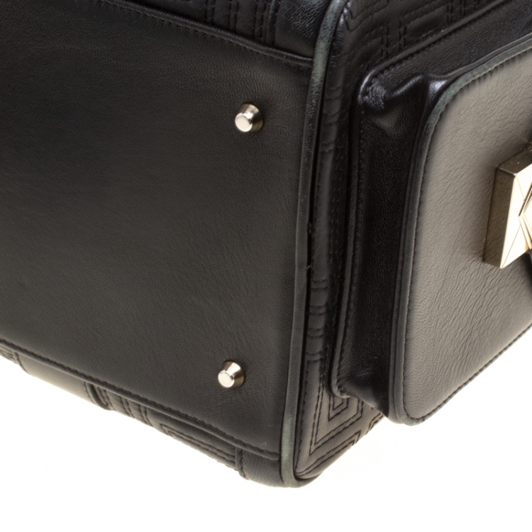 Pre Owned Versace Black Leather Snap Out Of It Satchel 