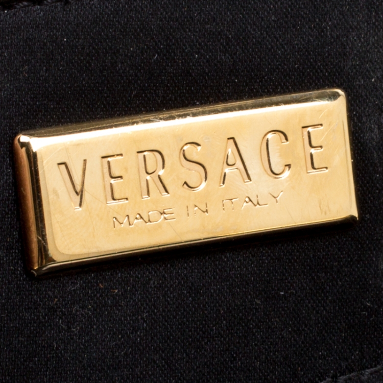 Pre Owned Versace Black Signature Fabric and Leather Madonna Boston Bag