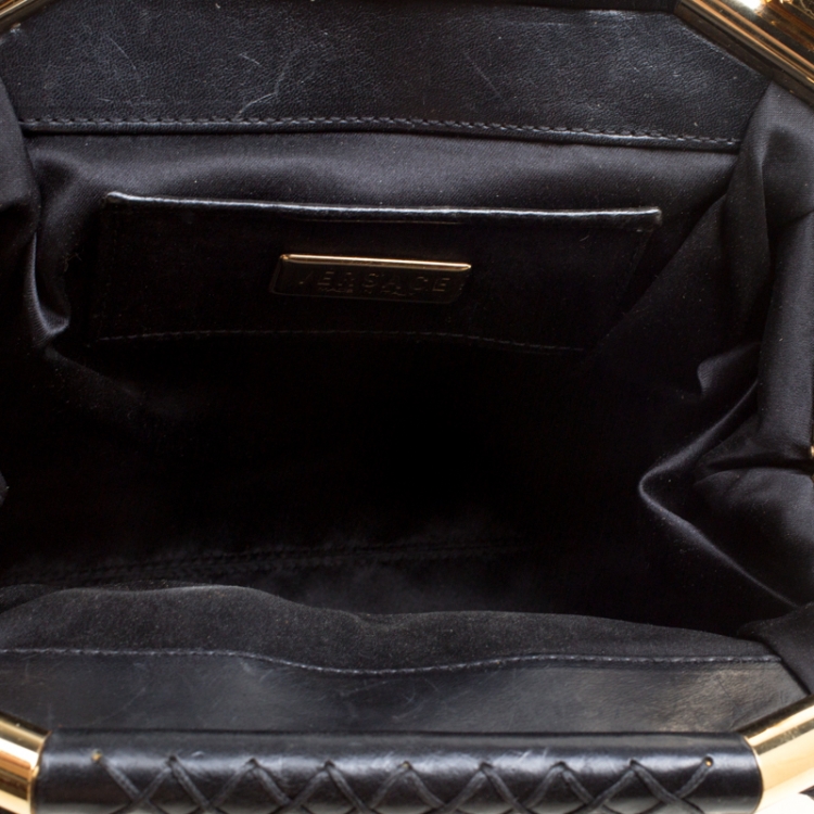 Pre Owned Versace Black Signature Fabric and Leather Madonna Boston Bag
