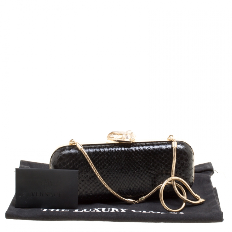 Pre Owned Versace Black Python Box Clutch
