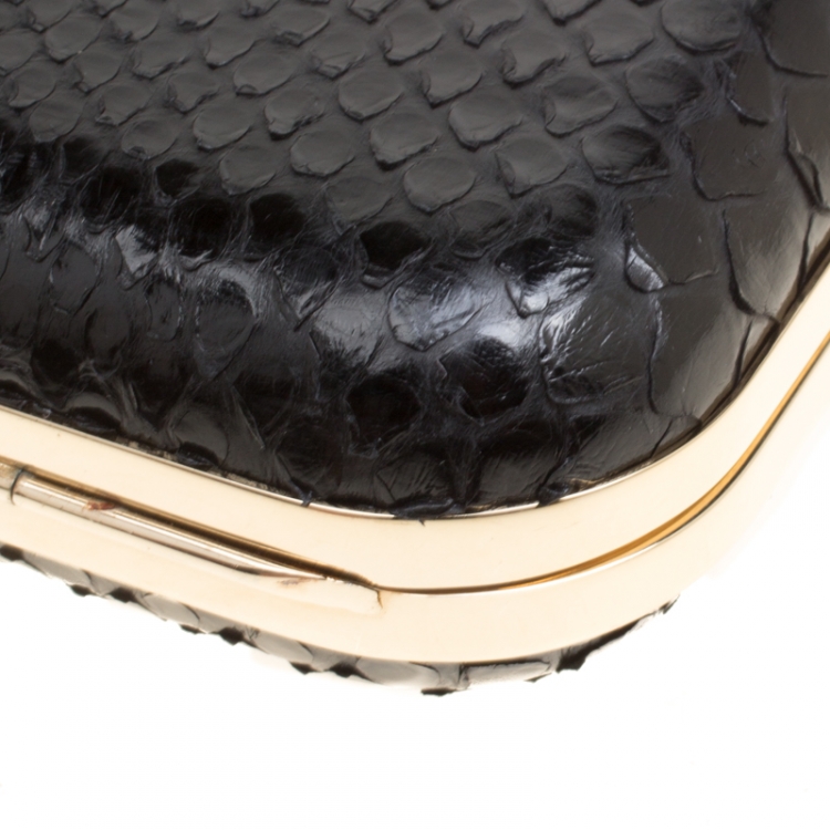 Pre Owned Versace Black Python Box Clutch