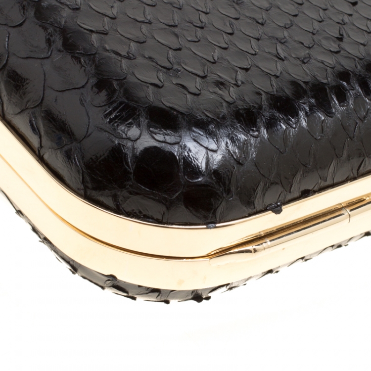Pre Owned Versace Black Python Box Clutch