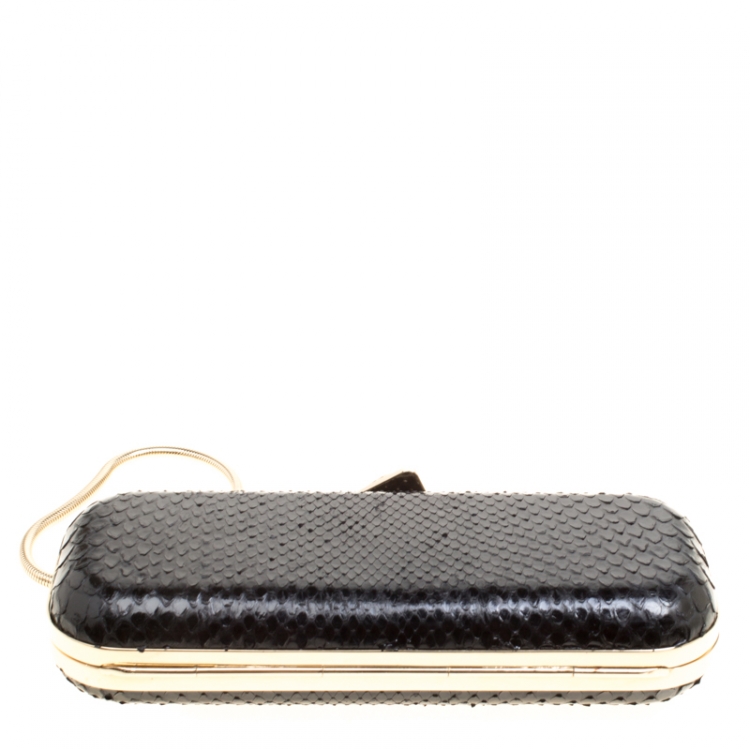 Pre Owned Versace Black Python Box Clutch