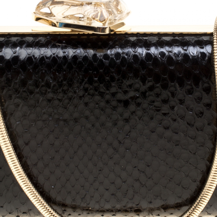 Pre Owned Versace Black Python Box Clutch