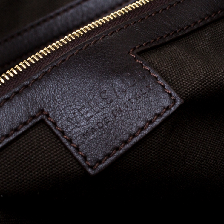 Pre Owned Versace Beige/Brown Barocco Heritage Coated Canvas and Snakeskin Trim Shopper Tote