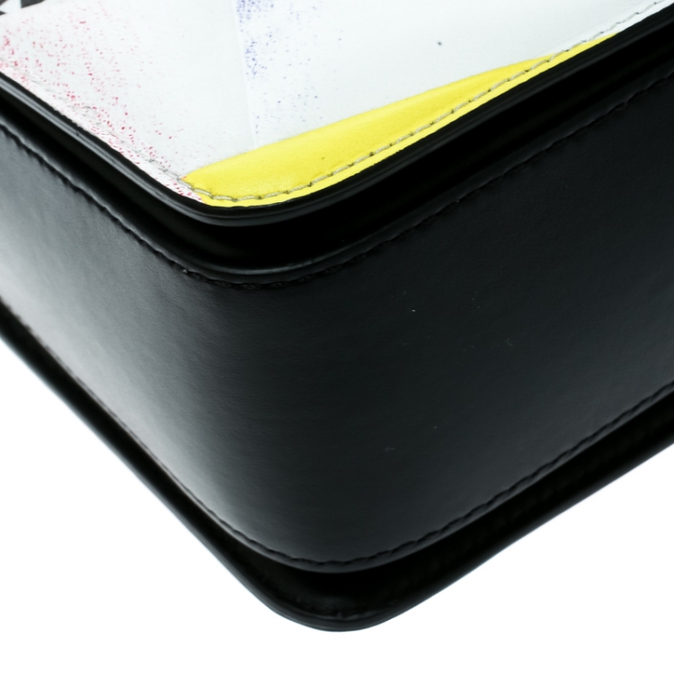 Pre Owned Versace Multicolor Clash Print Icon Leather Shoulder Bag