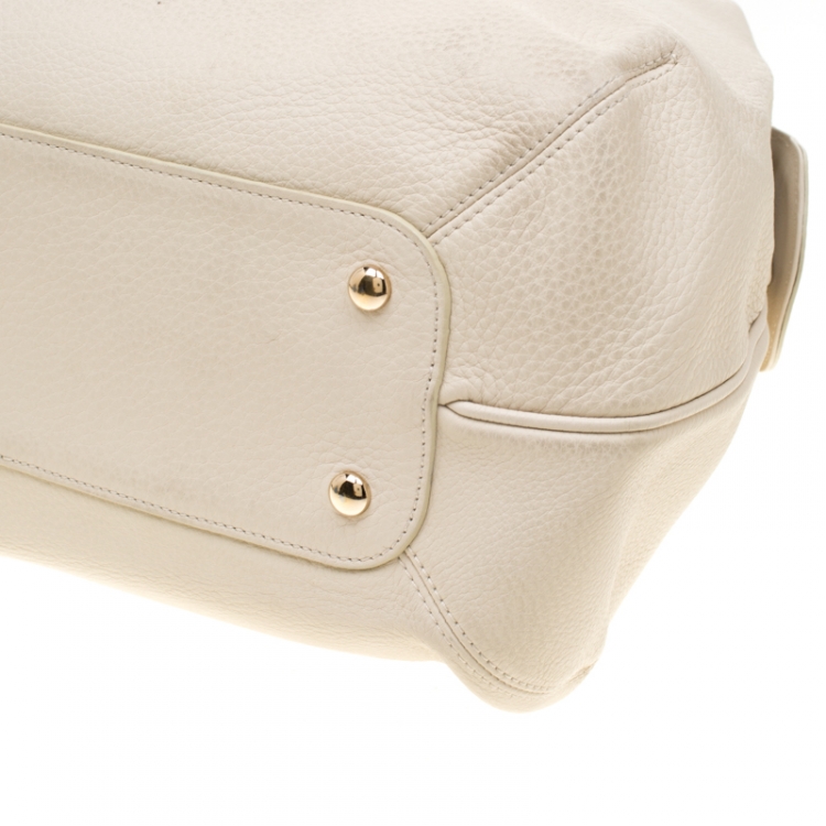 Pre Owned Versace Beige Leather  Dome Satchel