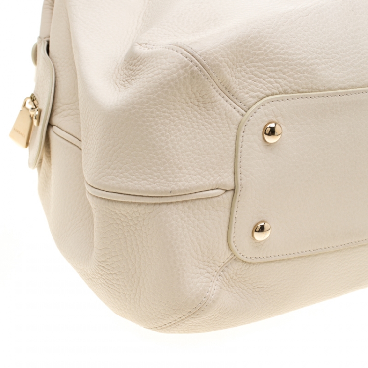 Pre Owned Versace Beige Leather  Dome Satchel