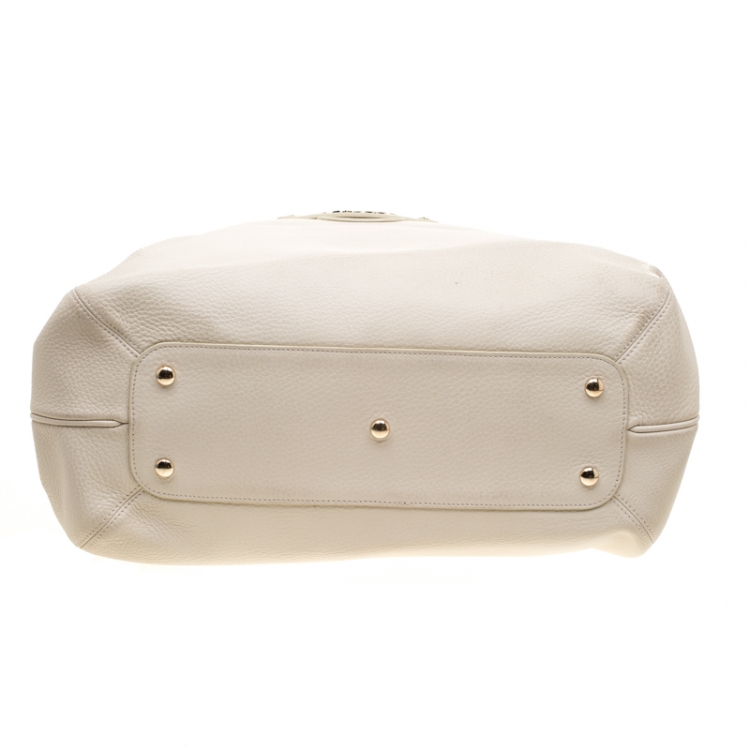 Pre Owned Versace Beige Leather  Dome Satchel