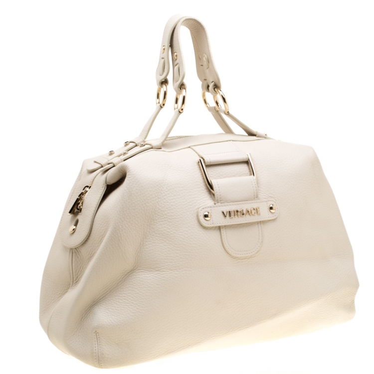 Pre Owned Versace Beige Leather  Dome Satchel