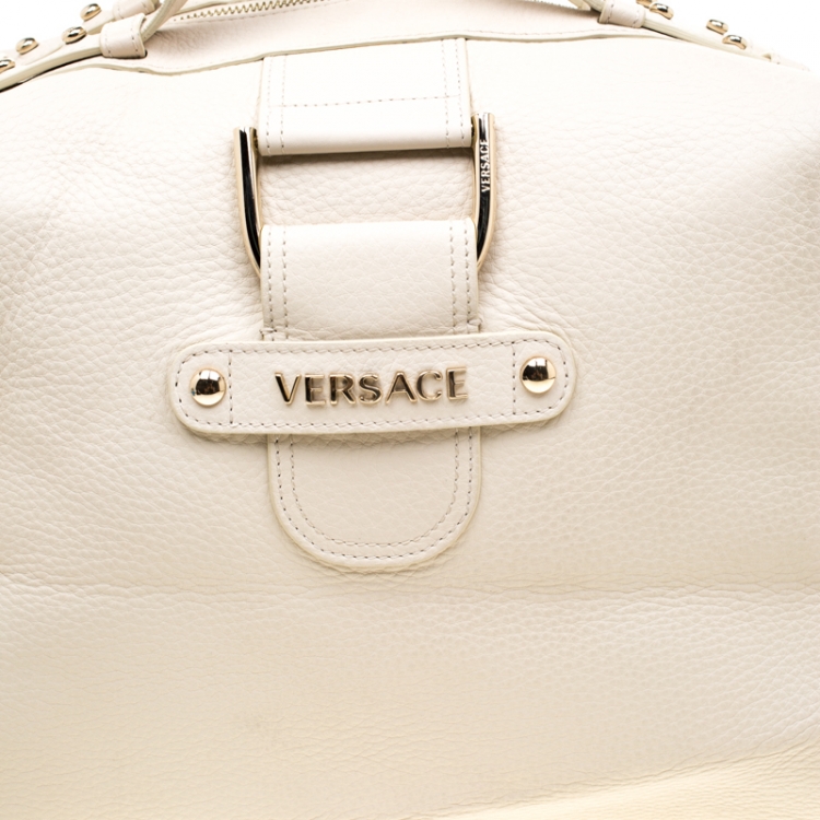 Pre Owned Versace Beige Leather  Dome Satchel