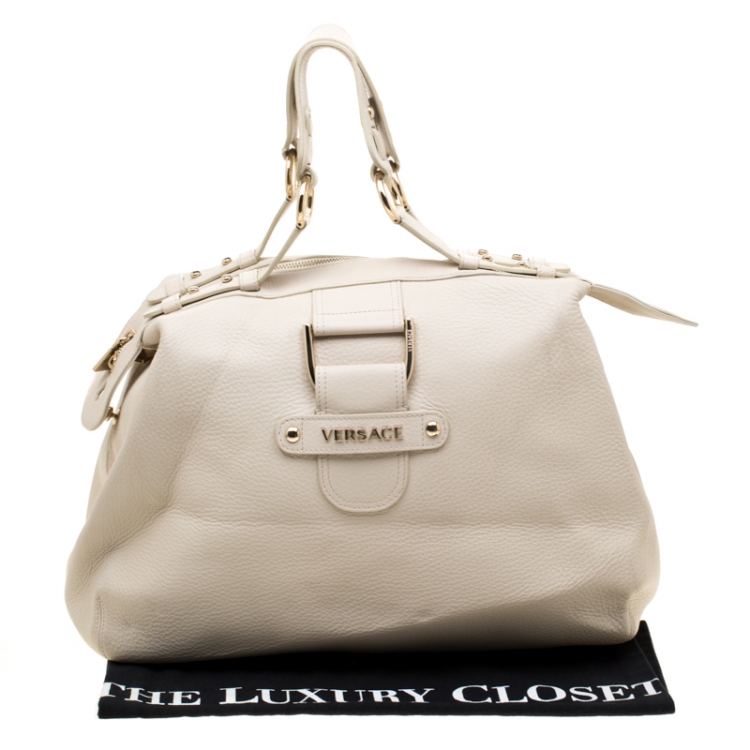 Pre Owned Versace Beige Leather  Dome Satchel