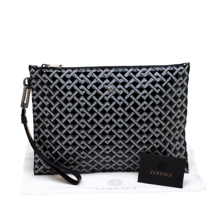 Pre Owned Versace Black Signature Patent Leather Pouch 