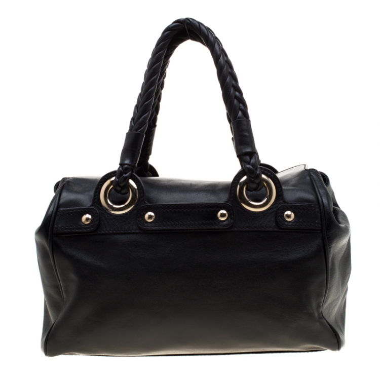 Pre Owned Versace Black Leather Satchel