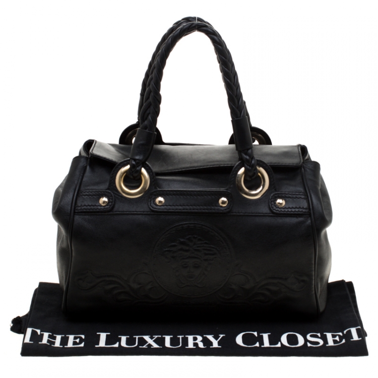 Pre Owned Versace Black Leather Satchel