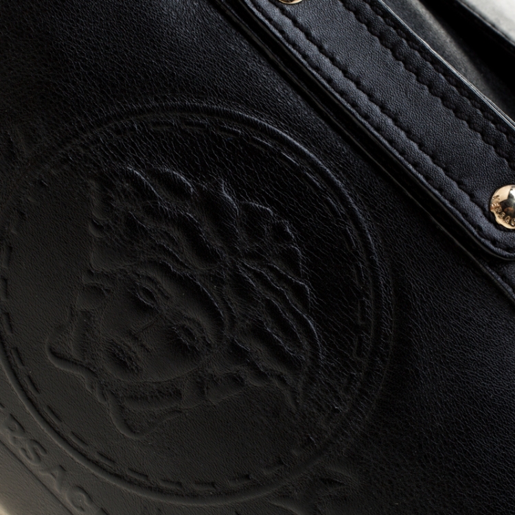 Pre Owned Versace Black Leather Satchel