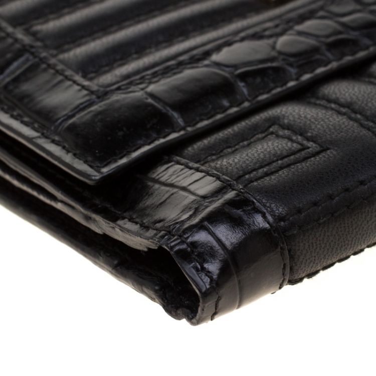 Pre Owned Versace Black Quilted Leather Bifold Wallet