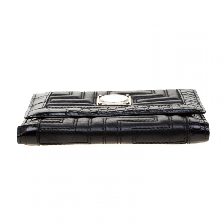 Pre Owned Versace Black Quilted Leather Bifold Wallet