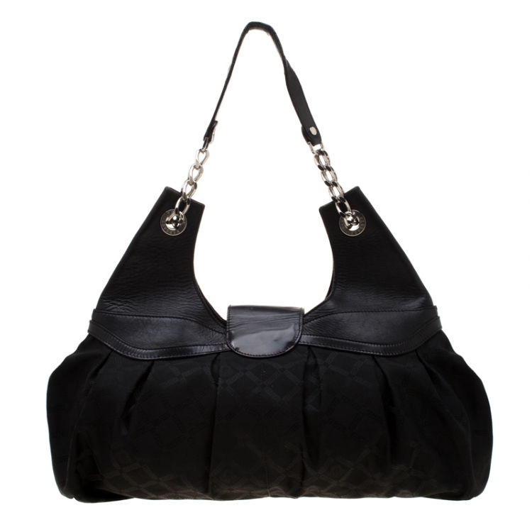 Pre Owned Versace Black Canvas and Leather Shoulder Bag