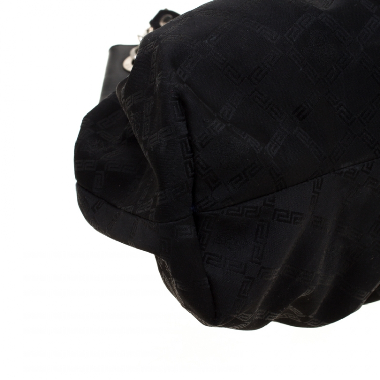 Pre Owned Versace Black Canvas and Leather Shoulder Bag