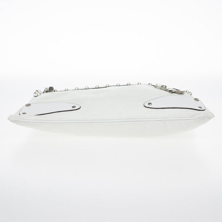 Pre Owned Versace White Studded Hobo