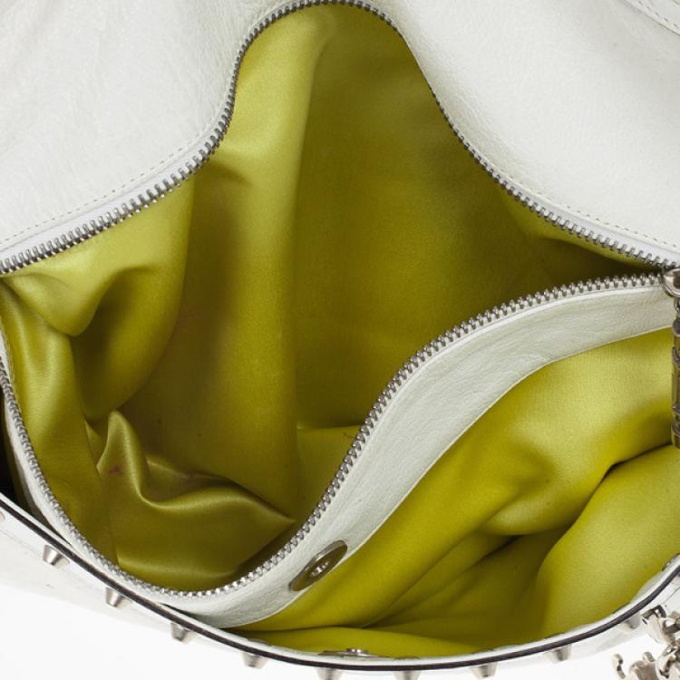 Pre Owned Versace White Studded Hobo