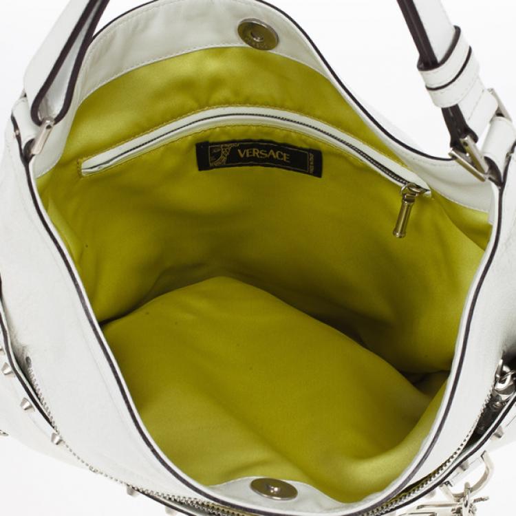 Pre Owned Versace White Studded Hobo