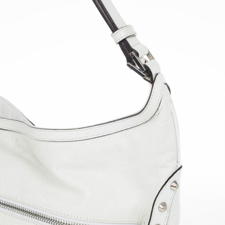 Pre Owned Versace White Studded Hobo