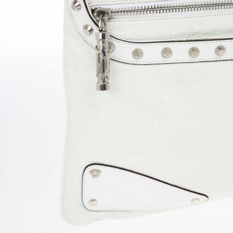 Pre Owned Versace White Studded Hobo