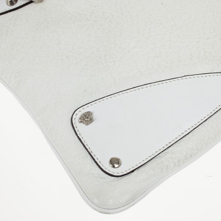 Pre Owned Versace White Studded Hobo