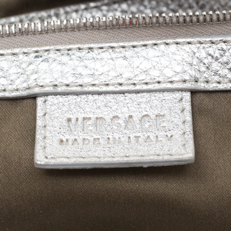 Pre Owned Versace Silver Leather Hobo