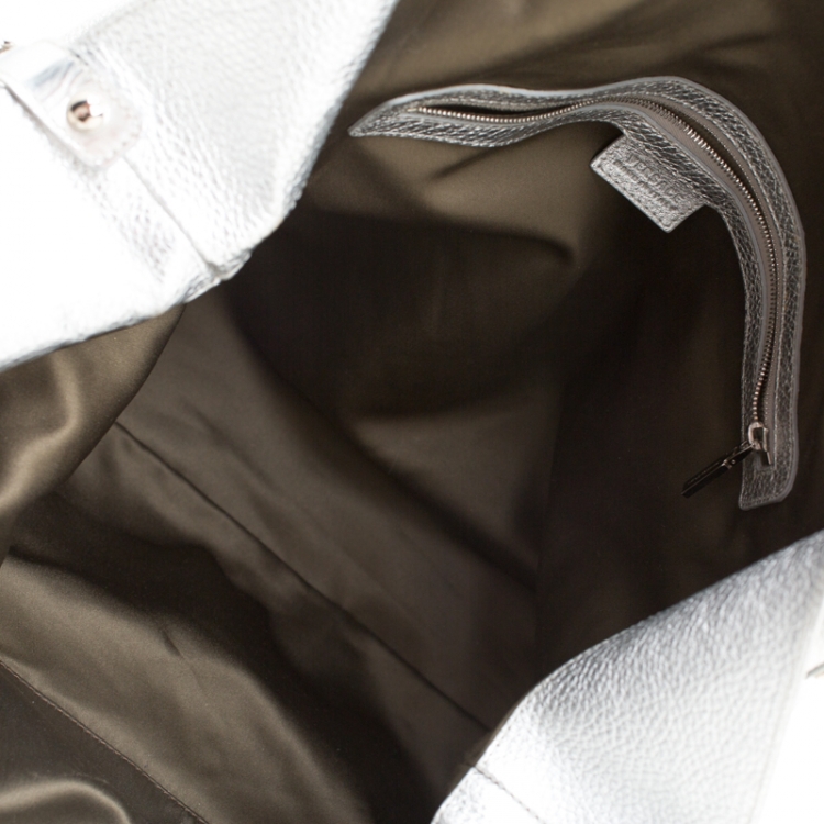 Pre Owned Versace Silver Leather Hobo
