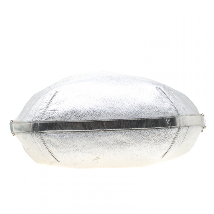 Pre Owned Versace Silver Leather Hobo