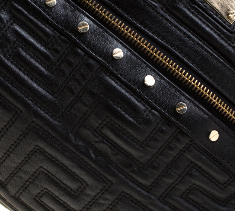 Pre Owned Versace Black/Gold Quilted Leather Satchel